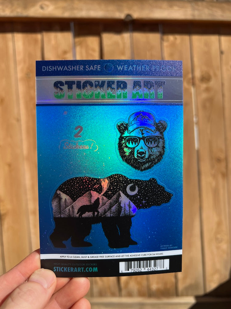 2 Bear Holographic Stickers Holographic