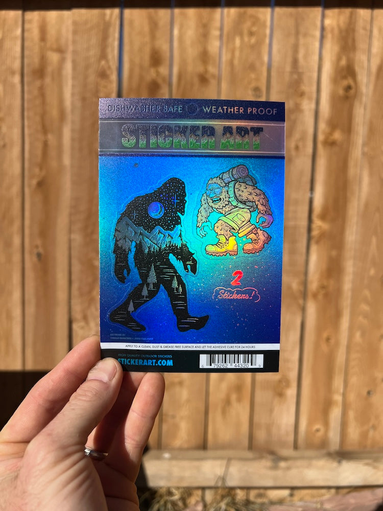 2 Holographic Sasquatch Stickers