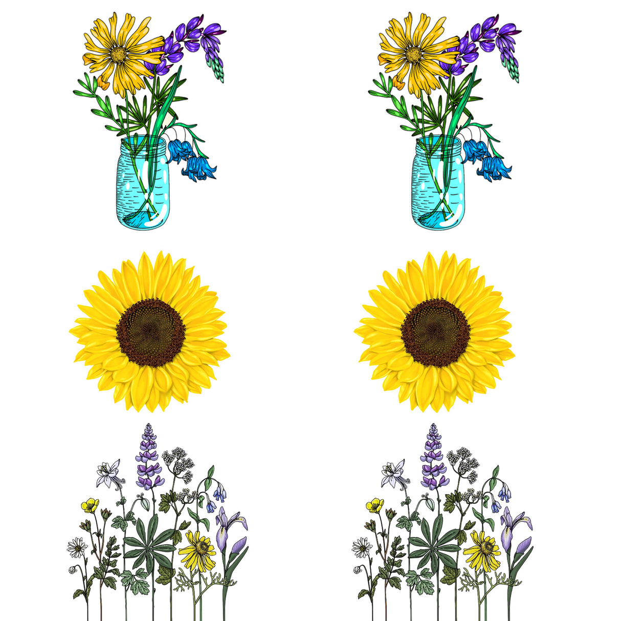 6 temporary flower tattoos