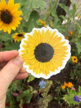 Bright yellow sunflower waterproof vinyl sticker
