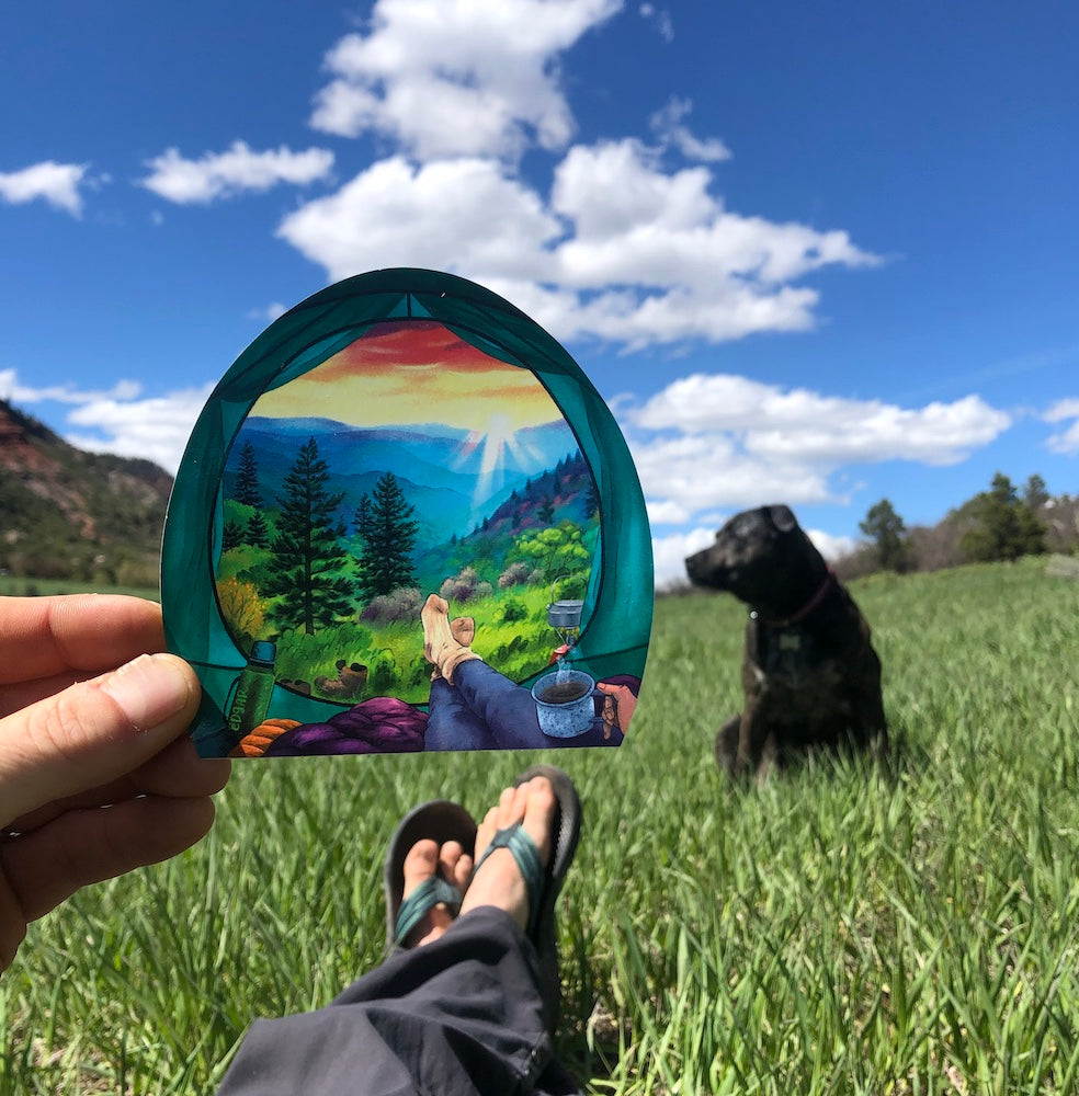 tent view mountians jeep rv decal 